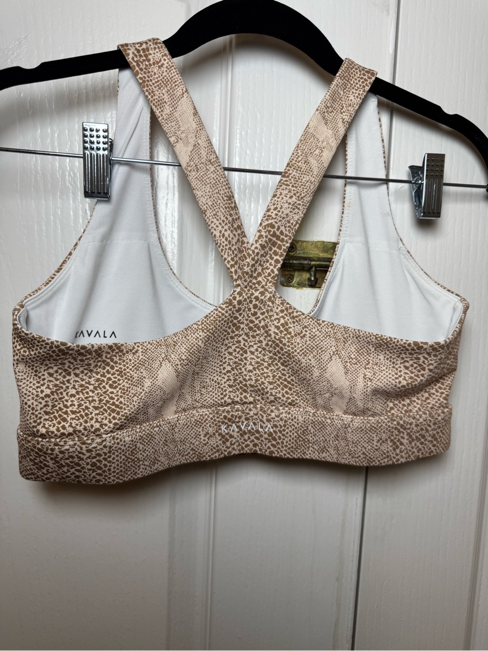 Kavala Snakeskin Activewear Set Tan Cream Sports Bra & Leggings - Picture 6 of 8